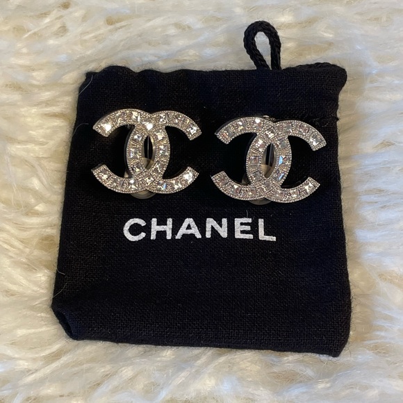 CHANEL Jewelry - CHANEL Crystal CC Clip-On Earrings (Large)